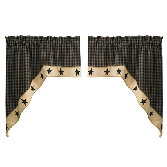 Park Designs Black Sturbridge Star Lined Swag 72x36