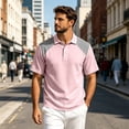 thumbnail image 2 of Fabrcox Mens Polo Shirts Short Sleeve Collared Henley Linen T Shirts for Men Breathable Relaxed Fit Color Block Travel Workout Golf Shirt for Men L, 2 of 7