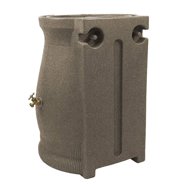 Good Ideas Rain Wizard 50 Gal Plastic Rain Barrel Urn, Sandstone (2 Pack)