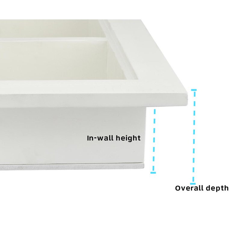 Recessed Medicine Cabinet, Wall Niche, In Shelves, Shelf Insert, 14W x  24H ID, 17W x 27H OD, 3 Tier, White, Wood, Shallow Drywall Cabinets