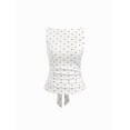 thumbnail image 2 of Women Y2k Polka Dots Boat Neck Tank Top Cute Sleeveless Slim Fitted Side Ruched Tie Back Vest Top White XL, 2 of 9