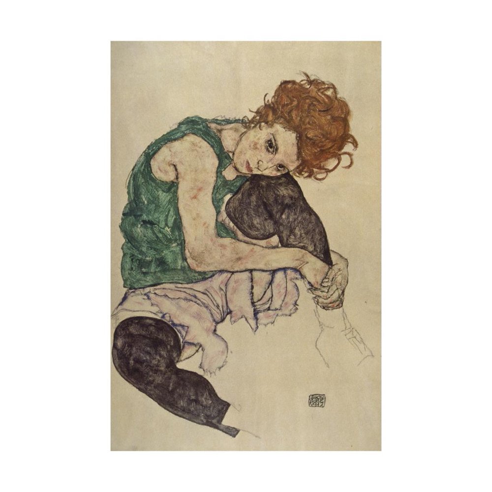Seated Woman with Bent Knee, 1917 Print Wall Art By Egon