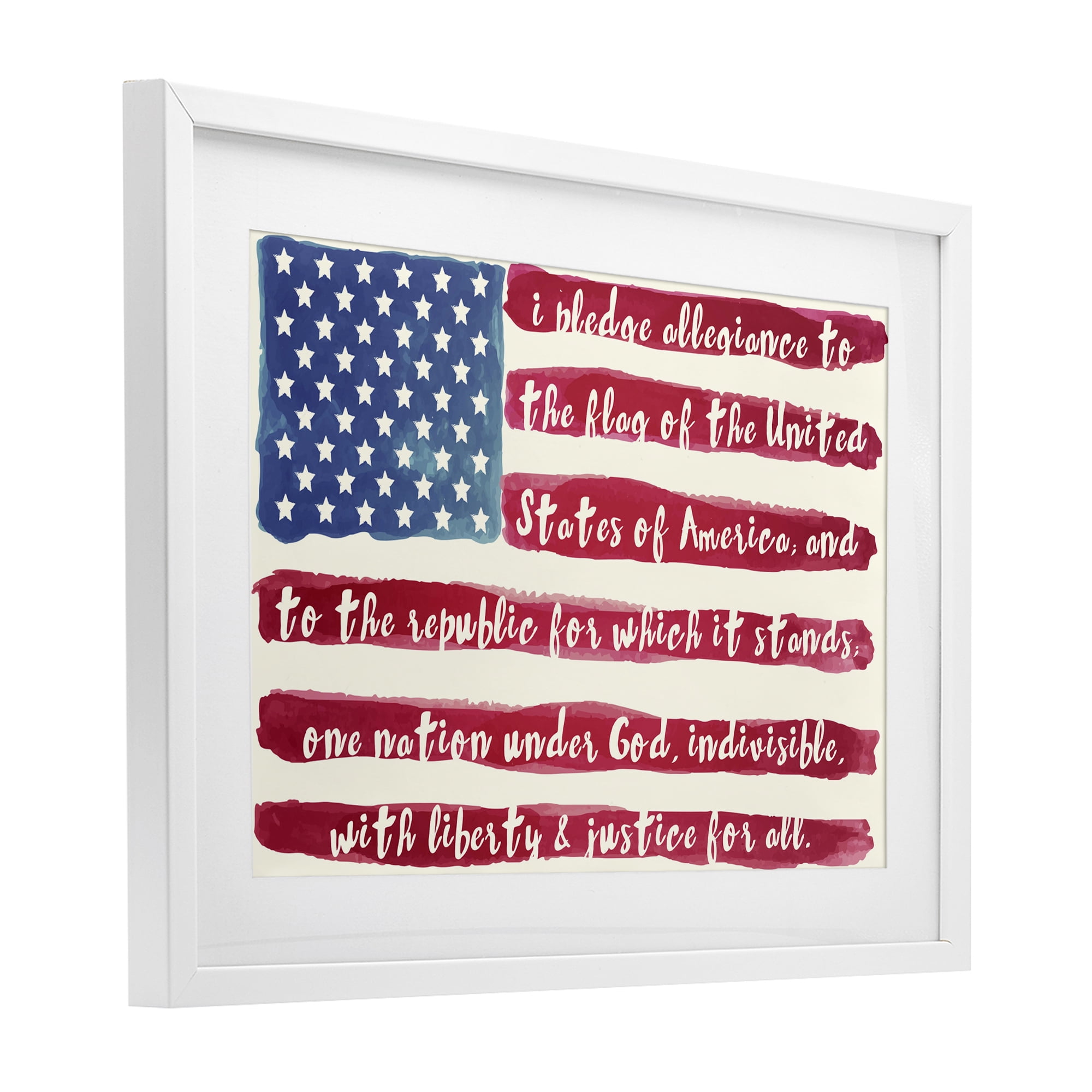 Stupell Industries Pledge Of Allegiance Flag Stripes White Framed Print Under Glass, design by Sophie 6