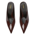 thumbnail image 4 of YDN Women Classic Closed Pointed Toe Slip On Clogs Kitten Low Heels V Cut Mules Comfortable Shopping Dressy Slides Sandals Size 7 Coffee, 4 of 4