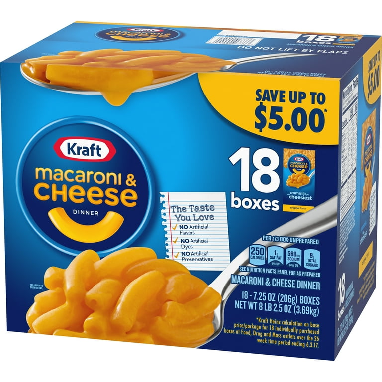 Kraft Original Macaroni & Cheese Dinner (4 ct Pack, 7.25 oz Boxes)