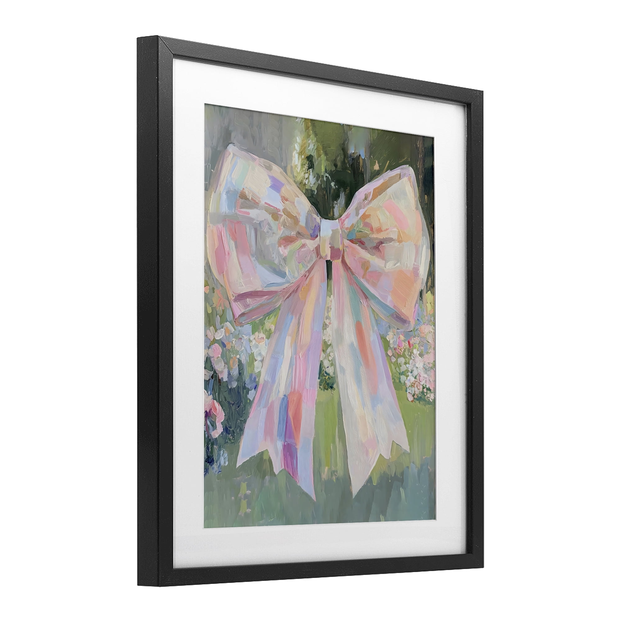 Stupell Industries Iridescent Pink Bow in Garden Black Framed Print Under Glass, design by The Prints Vibe