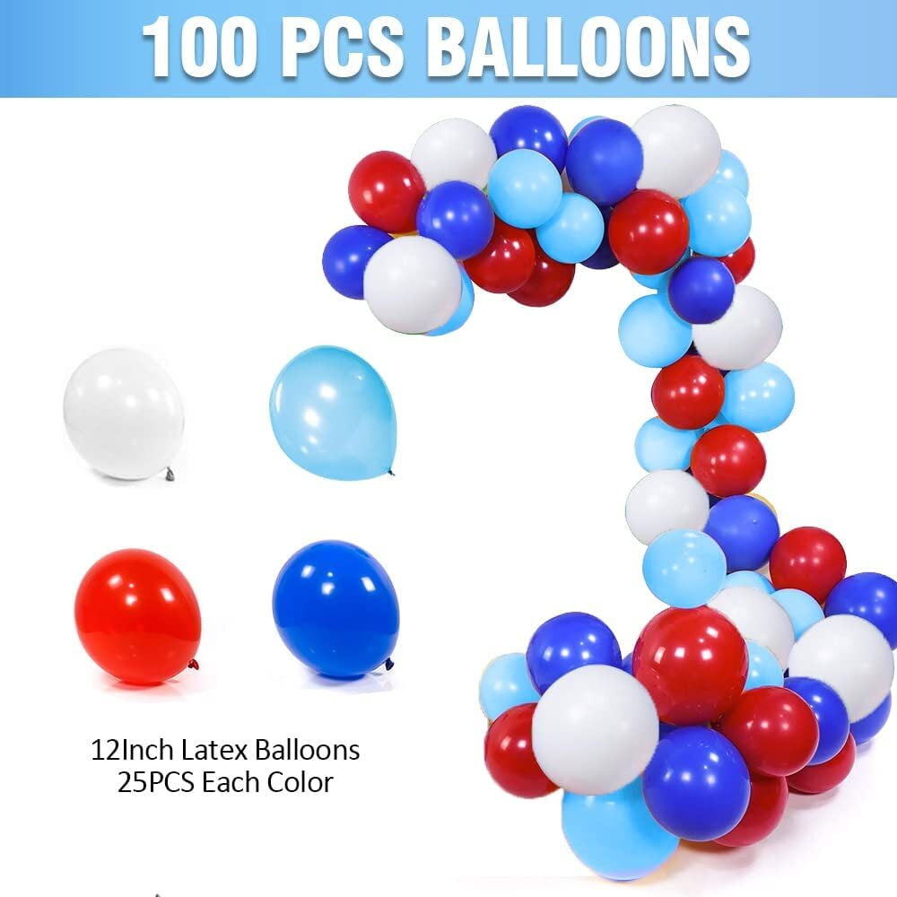 MMTX 100pcs Red White Blue Balloon Garland Kit, Royal Navy Blue Party  Decorations Spiderman Balloons for Boy Birthday Graduation Baby Shower