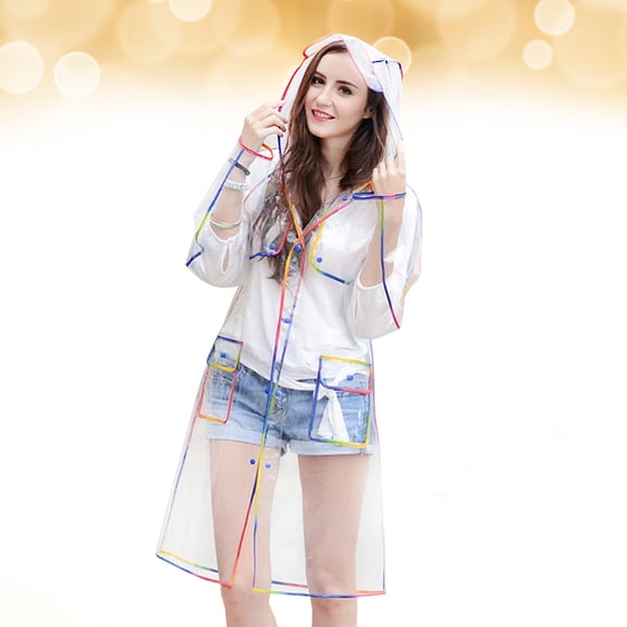 Masteelf Reusable Transparent Raincoat EVA Rain Poncho Outdoor Waterproof Raincoat Outdoor Rainwear for Adults (L Size, Colorful)