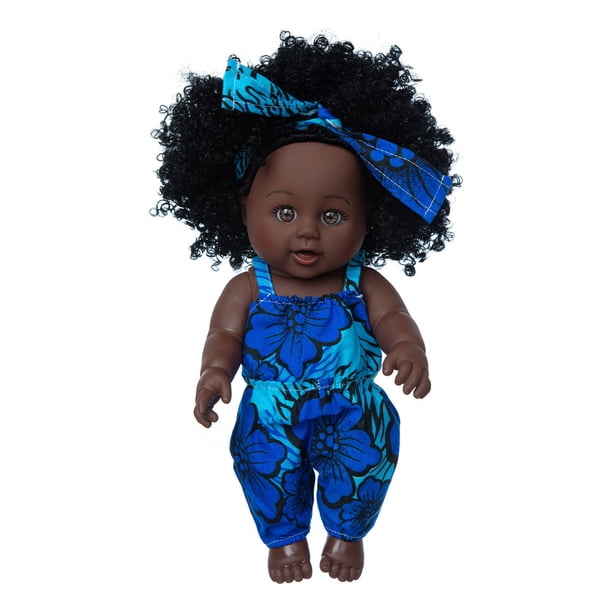 Shaoke Falda de encaje de pelo hermoso de bebé negro africano de piel negra L