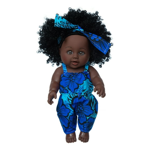 Shaoke Falda de encaje de pelo hermoso de bebé negro africano de piel negra L
