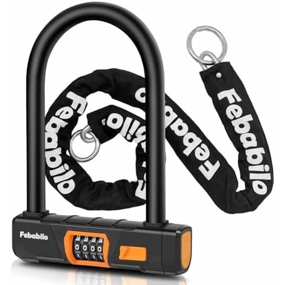 Bike Locks Heavy Duty Anti Theft,4 Digit Combination Ebike u Lock with Cut-Proof Security 4FT x 8mm Chain,Combo Large U Shape Lock for Motorcycle,Scooter,Bicycle,Electric,Moped