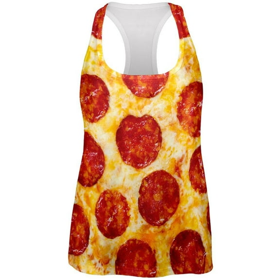 Pepperoni Pizza Costume All Over Womens Racerback Tank Top - Medium