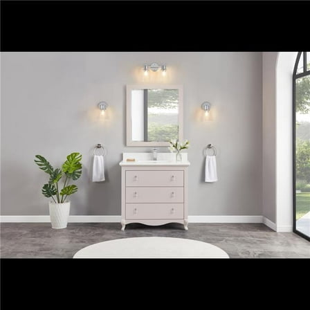 Legion Furniture WS2512-36-DW 36 in. Dreamy White Finish Solid Wood Sink Vanity, 1 in. Artificial Stone Top