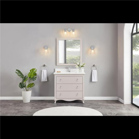 Legion Furniture WS2512-36-DW 36 in. Dreamy White Finish Solid Wood Sink Vanity, 1 in. Artificial Stone Top