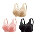 thumbnail image 2 of Fanxing 3 Pack Plus Size Bras for Women High Support Wireless Breathable Liftup Bra Comfortable No Underwire Push up Underwear XXXL：40C/40D/40DD；42A/42B/42C, 2 of 7