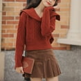thumbnail image 6 of VISALY V Neck Pullover Sweater Cotton Sweaters Trendy Long Sleeve Sweater Tops Fall Chunky Cable Knit Pullover Sweaters Business Casual Sweater Business Casual Sweaters Soft Sweaters Red One Size, 6 of 7