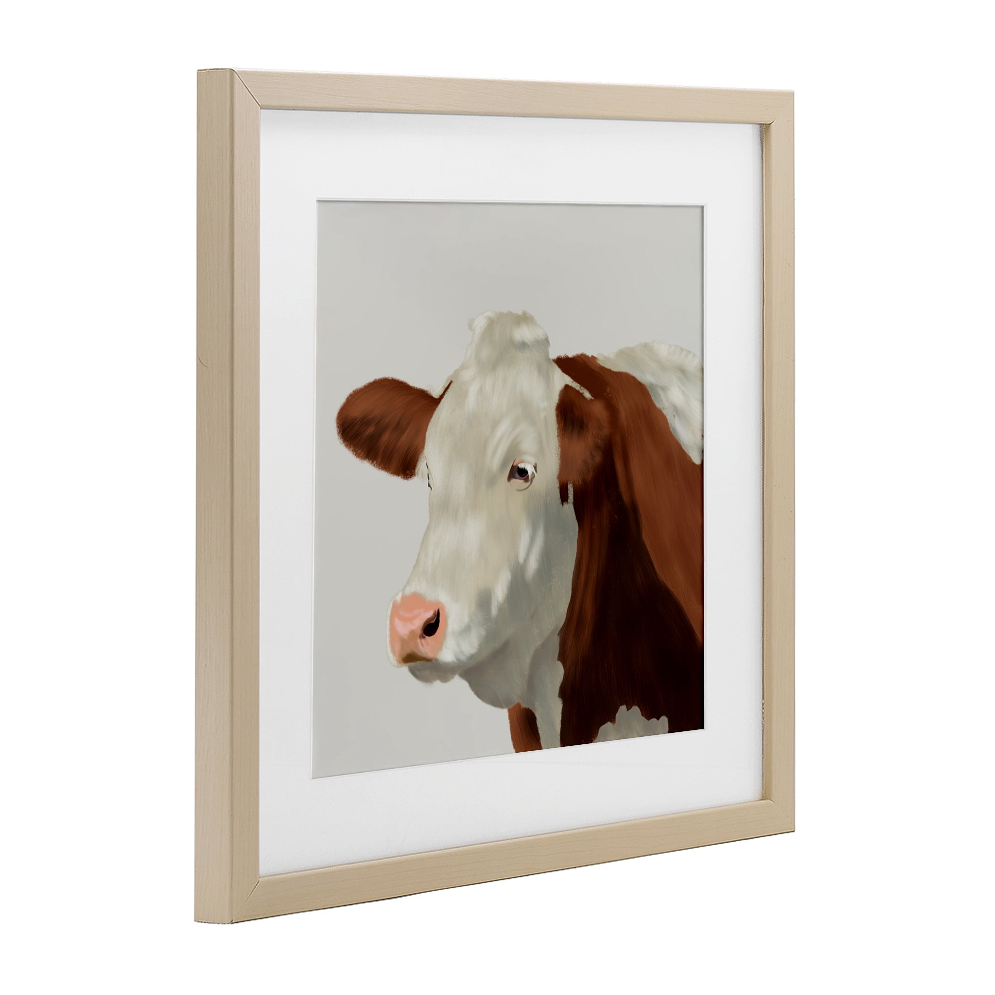 Stupell Industries Farm Friend Cow Portrait Birch Framed Print Under Glass, design by Marcus Prime