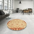 thumbnail image 3 of Ahgly Company Indoor Round Abstract Orange Oriental Area Rugs, 3' Round, 3 of 6