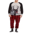 thumbnail image 2 of Ensembles de Pyjamas Assortis pour la Famille Pyjamas de Noël Imprimés de Cerfs de Dessin Animé avec Bas à Carreaux, 2 of 7