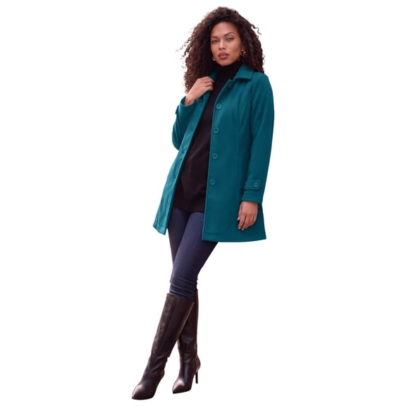 Roaman's Women's Plus Size Button Up Fleece Jacket