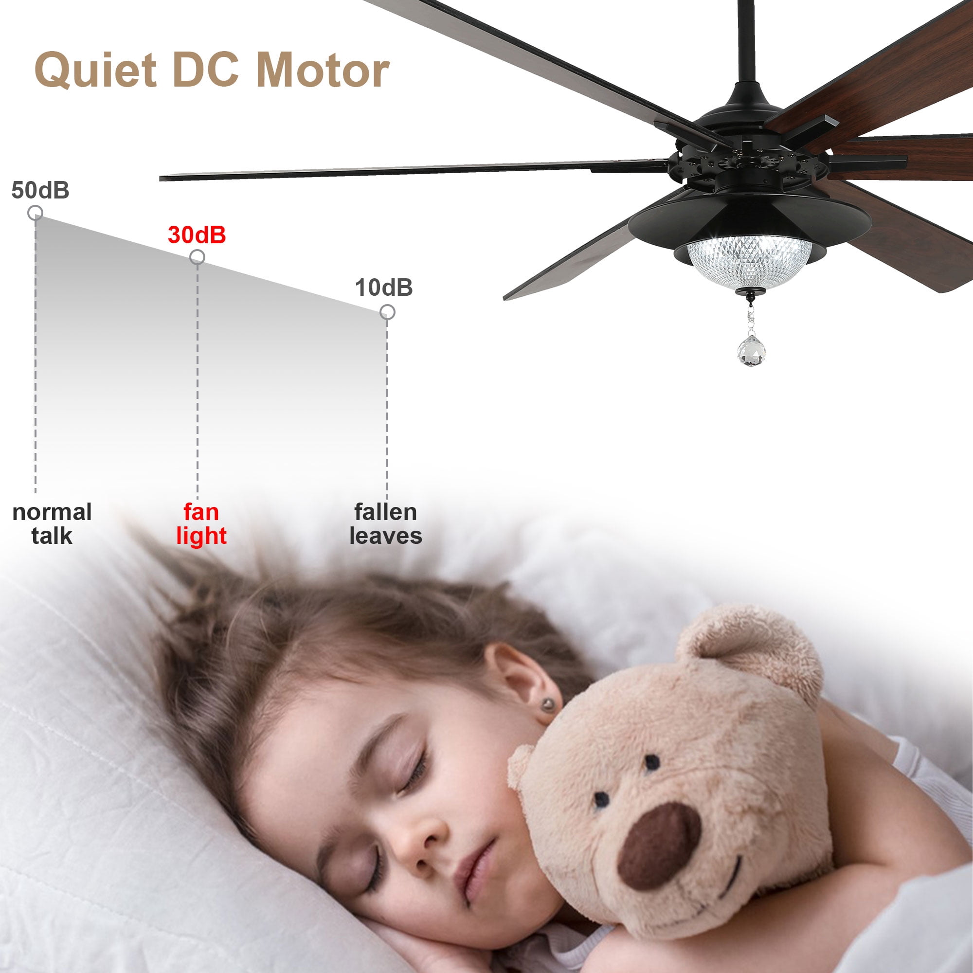 Bella Depot 72" Modern LED Ceiling Fan 6-Speed Reversible Chandelier With Dimmable Light and Remote Control