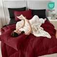 thumbnail image 5 of King Size Comforter Set, 7 Pieces Bed in a Bag King, Complete Bedding Set Includes Comforter, Flat Sheet, Fitted Sheet, Pillowcases and Pillow Shams, Wine & Black, 5 of 18