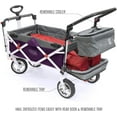thumbnail image 3 of Creative Outdoor Push-Pull Collapsible Folding Wagon for Kids With Removable Canopy- Purple and Gray, 3 of 6