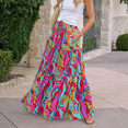 thumbnail image 2 of SOMER Skirts For Women Casual High Waist Tie Paisley Print Long Maxi Skirt With Pockets, 2 of 7
