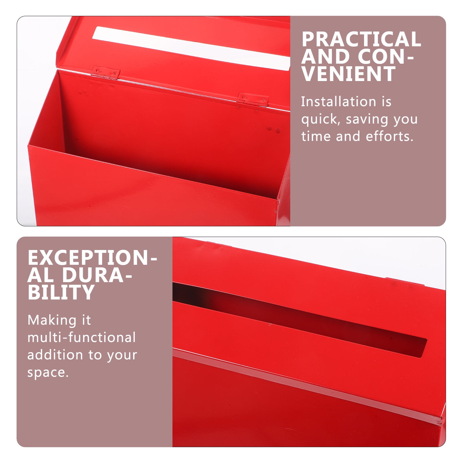 Black Wall Mount Mailbox for Outdoor Use, Metal Mailbox with Red Flag, Easy to Install, Weather Resistant