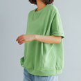 thumbnail image 5 of Women's Short Sleeve Loose Fit Tops Shirts Blouses Crewneck Solid Color Casual Daily Wear Vacation Travel Fashion Essential Gift for Ladies | CSEONE,Green L, 5 of 9