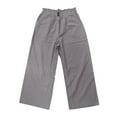 thumbnail image 4 of Cotton Linen Capri Pants for Women Elastic High Waist Relaxed Fit Straight Leg Cropped Pants Capris with Pockets, 4 of 6