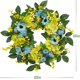 thumbnail image 1 of Artificial Wreaths for Front Door, 20 Inch Spring Summer Wreath with Green Forsythia Hydrangea and Blue Cosmos for Home Wedding Party Wall Decor, 1 of 4