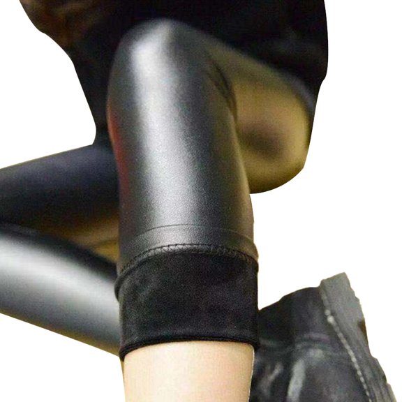 MXIEZI Kids Toddler Winter Fall Leather Leggings Pants for Girls 1-15T Solid Color Thick Fleece Pants Baby Lined Faux Leather Trouser