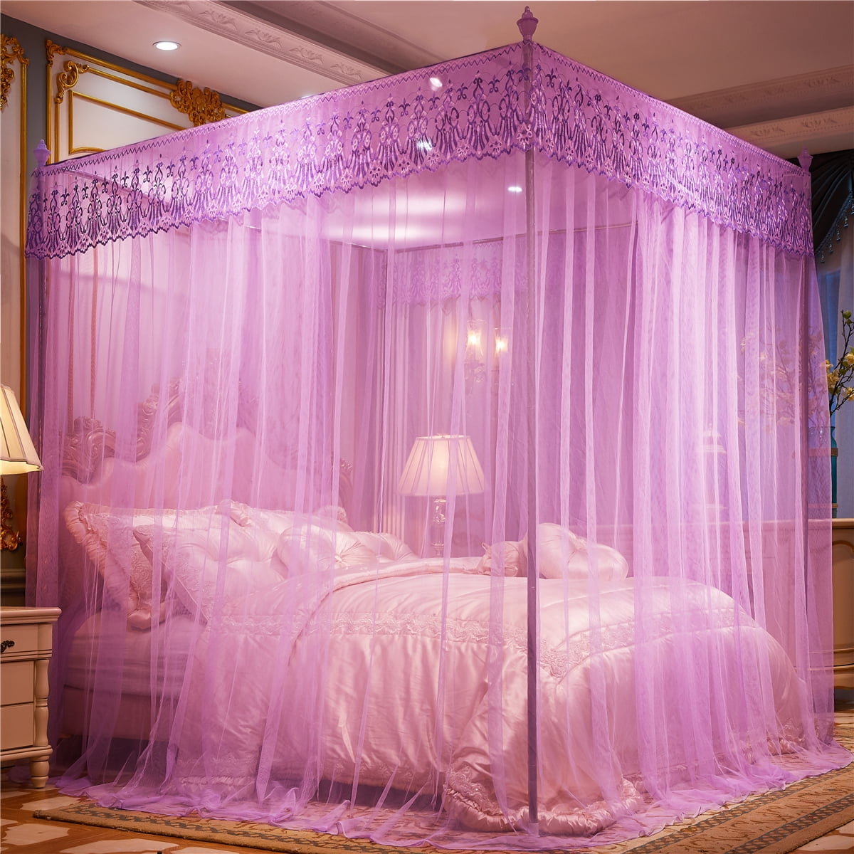 Bed Canopy Mosquito Net 4 Corner Post Bed Canopy Decorative Bed Curtain