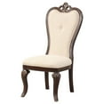 thumbnail image 3 of Mike 20 Inch Set of 2 Dining Chairs - Crown Top - Beige Fabric Brown Wood, 3 of 5