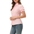 thumbnail image 4 of INSPIRE CHIC Women's Chic Tops Peter Pan Collar 1950s Vintage Button Down Cotton Blouses L Light Pink, 4 of 6