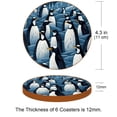 thumbnail image 3 of Penguin Cool Round Microfiber Leather Coasters 6PCS - 11x11 cm/4.3x4.3 in - Set of Stylish Drink Mats for Home and Office, 3 of 6