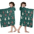 thumbnail image 4 of Dark Green Christmas Tree Pattern Hooded Bath Towel，50"x30" for Ages 3 To 12 Kids, Quick Dry Lightweight Soft Microfiber Hood Beach Towel Cover Up for Kids, 4 of 7