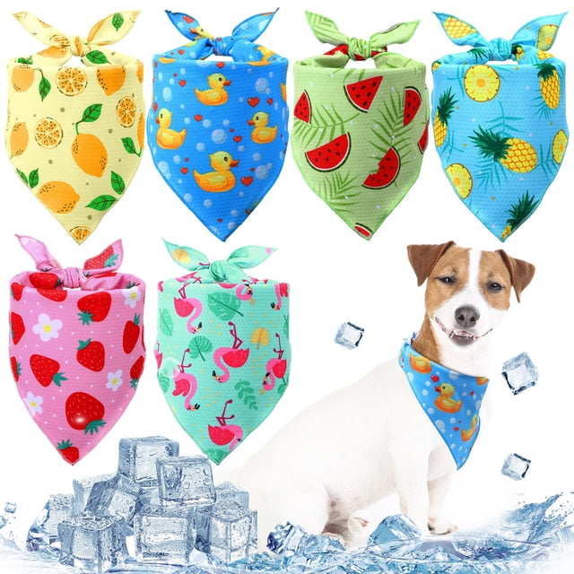 Bandanas refrescantes para perros Abbylike, paquete de 6, patrón de frutas de verano