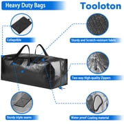 Tooloton Heavy Duty Moving Bags, Extra Large Storage Totes with Backpack Straps, Strong Handles & Zippers, 4 Pack, Black