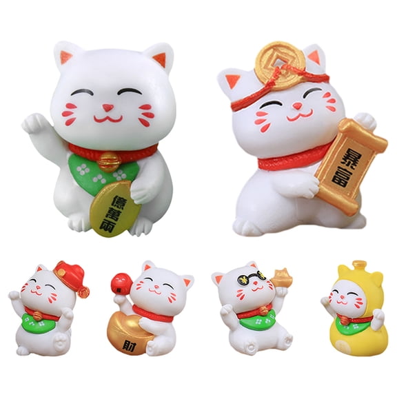6 Pcs Cats Plush Lucky Ornament Light Weight Decoration