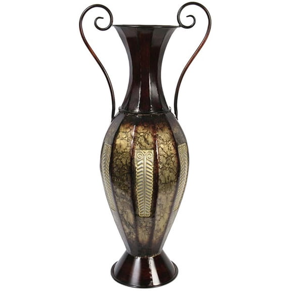 Hosley 26 Inch High Tall 2 Toned Multi-color Metal Vase with Handles