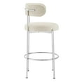 thumbnail image 4 of Modway Albie 28.5" Fabric Bar Stool in Beige and Silver (Set of 2), 4 of 11