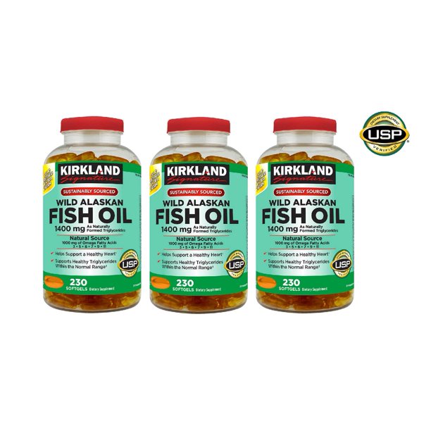 Kirkland Signature Wild Alaskan Fish Oil 1400 mg., 230 Softgels 3PK