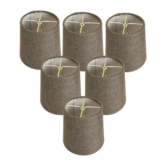 Set of 6 Chocolate Burlap Drum Chandelier Clip-On Lampshade 4x5x5