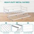 thumbnail image 4 of Bingirl Modern White Twin Daybed Set with Trundle, Metal Frame and Steel Slat Support, 4 of 8