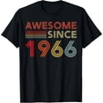 thumbnail image 2 of Awesome 60th Birthday Decorations T-Shirt for 1966 Celebration - Retro Style Black Tee with Colorful Text, 2 of 6