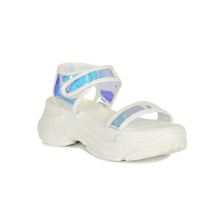 Women Transparent Holographic Strap Flatform Sneaker Sandal 18929 Walmart