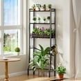 thumbnail image 4 of Biemlerfn Over The Toilet Storage Shelf, 3-Tier Wooden Bathroom Organizer Freestanding Space Saver with Toilet Paper Holder and 3 Hooks, Black, 4 of 15