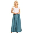 thumbnail image 5 of Sakkas Indra Thin Lightweight Summer Bohemian Skirt With Detailed Lace Embroidery - Steel Blue - One Size Regular, 5 of 5